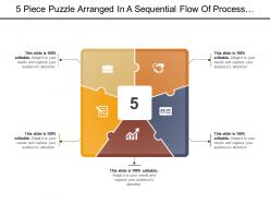 5 piece puzzle arranged in a sequential flow of process with icon