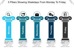 5 pillars showing weekdays from monday to friday