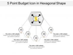 5 point budget icon in hexagonal shape