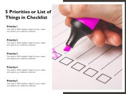 5 priorities or list of things in checklist