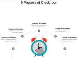 5 process of clock icon ppt examples slides