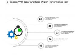 5 Process With Gear And Stop Watch Performance Icon