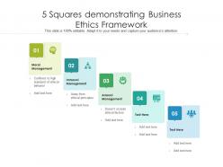 5 squares demonstrating business ethics framework