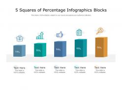 5 squares of percentage infographics blocks