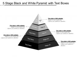 5 stage black and white pyramid with text boxes