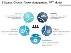 5 stages circular arrow management ppt model