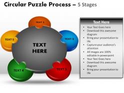 5 stages circular puzzle process slides