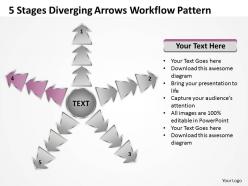 5 stages diverging arrows workflow pattern circular layout process powerpoint templates