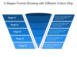 5 stages funnel showing with different colour strip