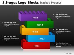 5 stages lego blocks stacked process powerpoint slides and ppt templates db