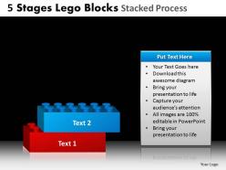 5 stages lego blocks stacked process powerpoint slides and ppt templates db