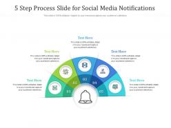 5 step process slide for social media notifications infographic template