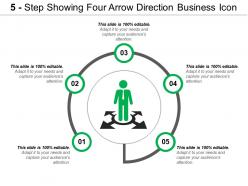 5 step showing four arrow direction business icon