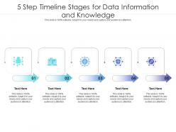 5 step timeline stages for data information and knowledge infographic template