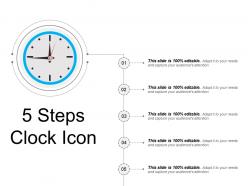 5 steps clock icon ppt examples slides