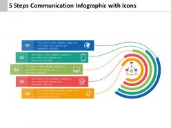 5 steps communication infographic with icons