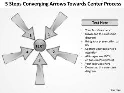 5 steps converging arrows towards center process software powerpoint templates