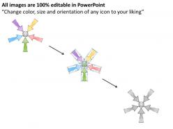 5 steps converging arrows towards center process software powerpoint templates