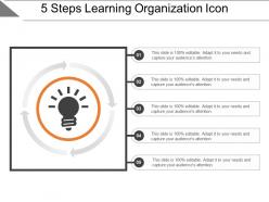 5 steps learning organization icon powerpoint ideas