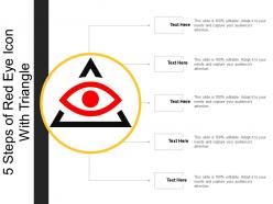 5 steps of red eye icon with triangle