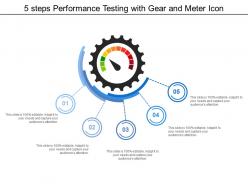 5 steps performance testing with gear and meter icon