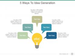 5 ways to idea generation sample ppt presentation