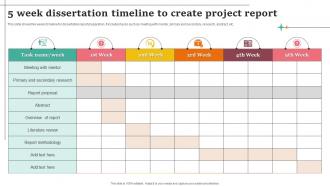 5 Week Dissertation Timeline To Create Project Report