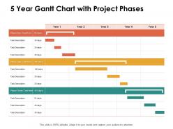 5 year gantt chart with project phases ppt powerpoint presentation file icon