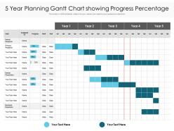 5 year planning gantt chart showing progress percentage