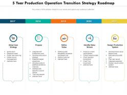 5 year production operation transition strategy roadmap