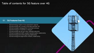 5g Feature Over 4g For Table Of Contents Ppt Slides Infographic Template