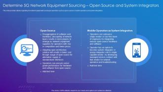 5G Technology Enabling Determine 5G Network Equipment Sourcing Open Source And System