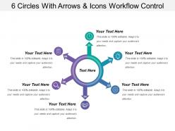 6 circles with arrows and icons workflow control