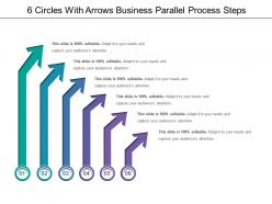 6 circles with arrows business parallel process steps