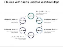 6 circles with arrows business workflow steps
