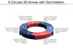 6 circular 3d arrows with text holders