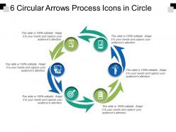 6 circular arrows process icons in circle