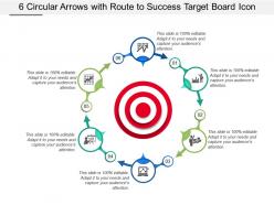6 circular arrows with route to success target board icon