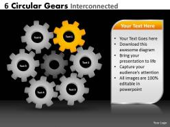 6 circular gears interconnected
