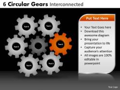 6 circular gears interconnected powerpoint slides and ppt templates db