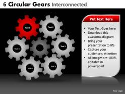 6 circular gears interconnected powerpoint slides and ppt templates db