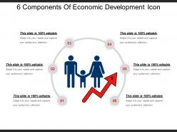 6 components of economic development icon ppt example