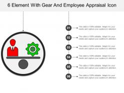 6 element with gear and employee appraisal icon