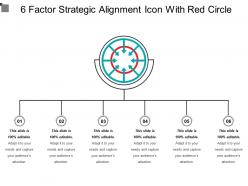 6 factor strategic alignment icon with red circle