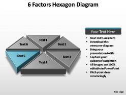 6 factors hexagon diagram editable powerpoint templates