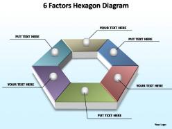 6 factors hexagon editable powerpoint templates
