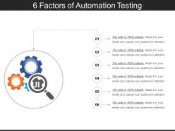 6 factors of automation testing ppt presentation