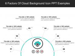 6 factors of cloud background icon ppt examples