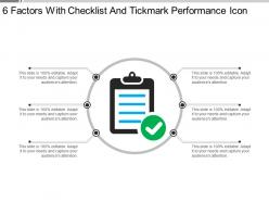 6 factors with checklist and tickmark performance icon