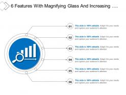 6 features with magnifying glass and increasing performance icon